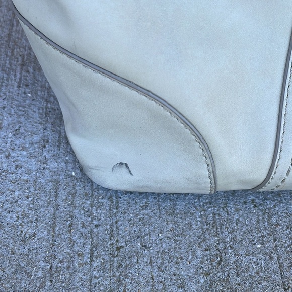 Frye Leather Tote Bag Melissa Large Cream Ivory Neutral Laptop Briefcase Travel - Picture 7 of 7